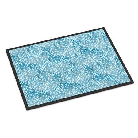 Carolines Treasures Carolines Treasures BB7555JMAT Watercolor Geometric Cirlce on Blue Indoor or Outdoor Mat; 24 x 36 in. BB7555JMAT